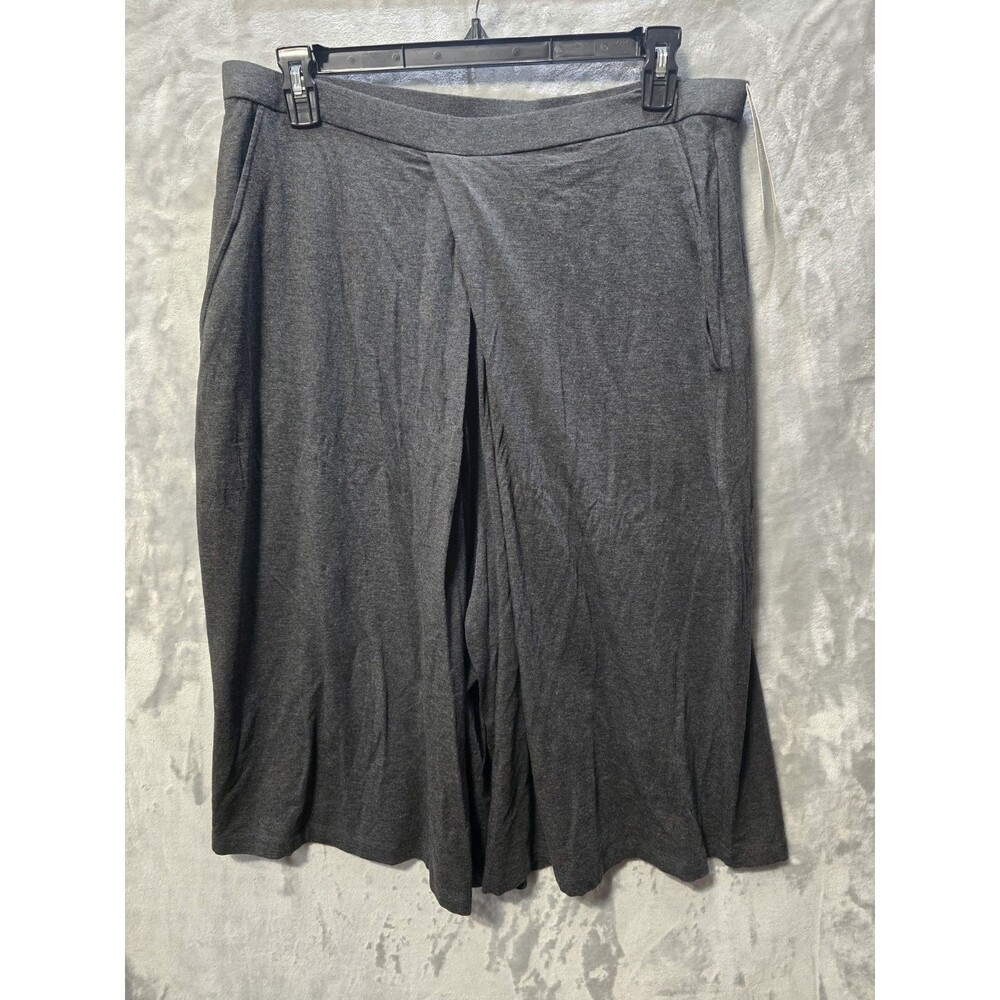 NWT Eileen Fisher Charcoal XL Stretch Cropped Culottes Capris Jersey Knit Pocket